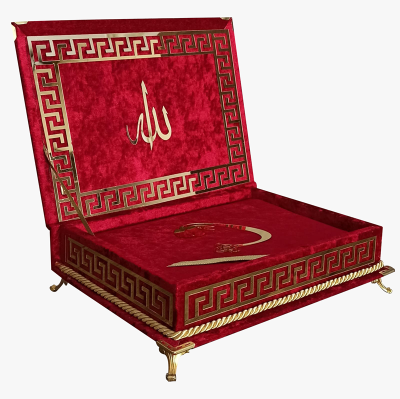 MKT KADİFE AYAKLI KURAN KIRMIZI OMR