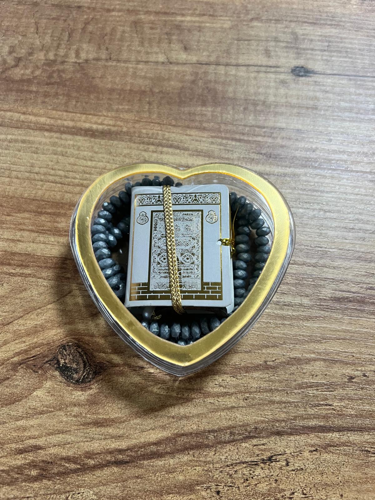 SHR KALP PLEKSİ MİKA KUTU TESBİHLİ MİNİ KUR'AN KREM