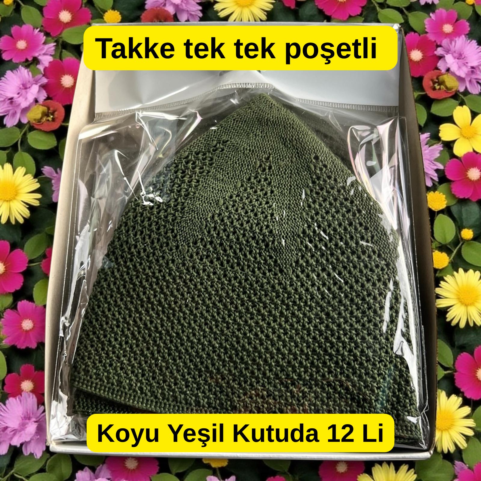 İR TAKKE KOYU YEŞİL KUTUDA 12 Lİ
