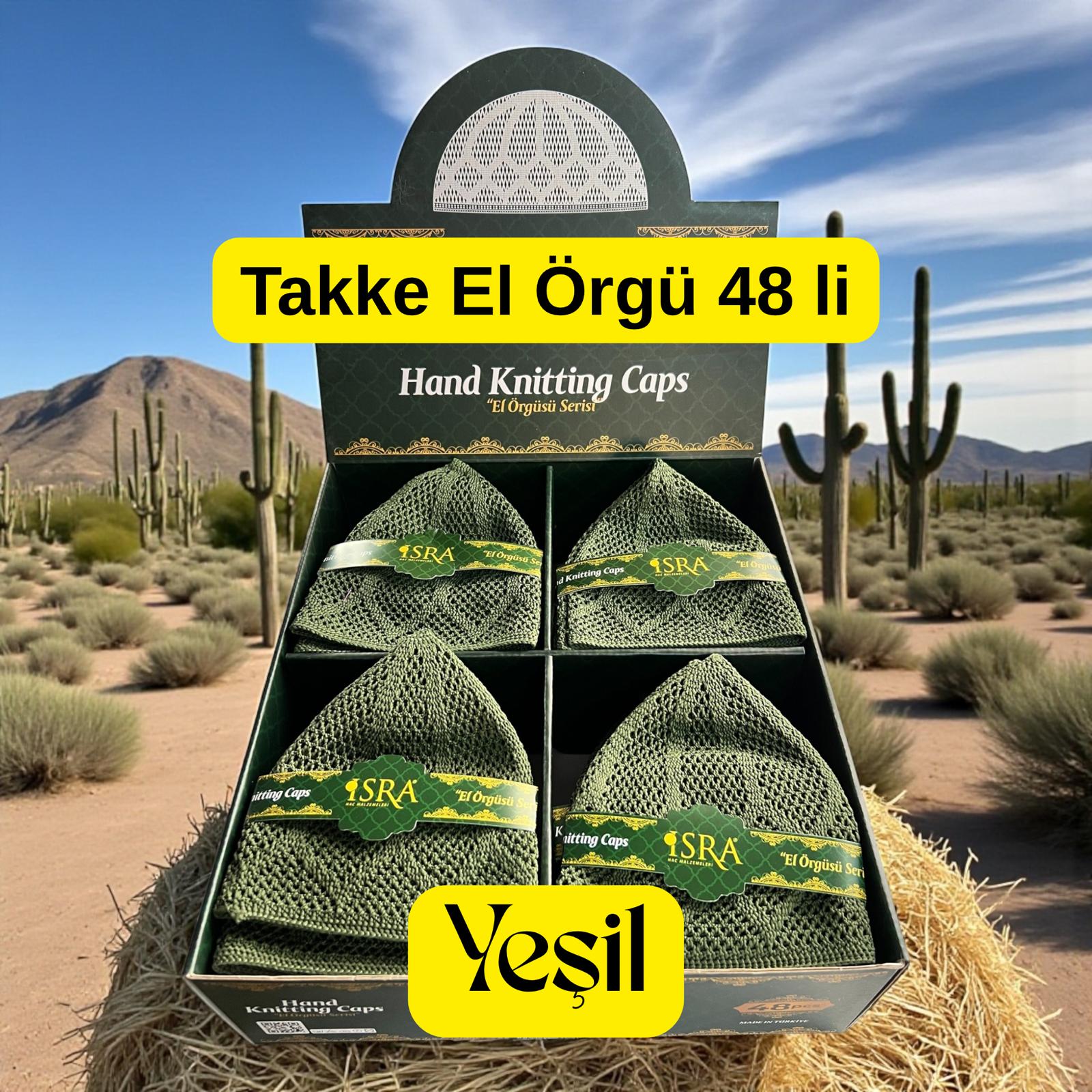 İR TAKKE YEŞİL EL ÖRGÜ MODELİ KUTUDA 48 Lİ