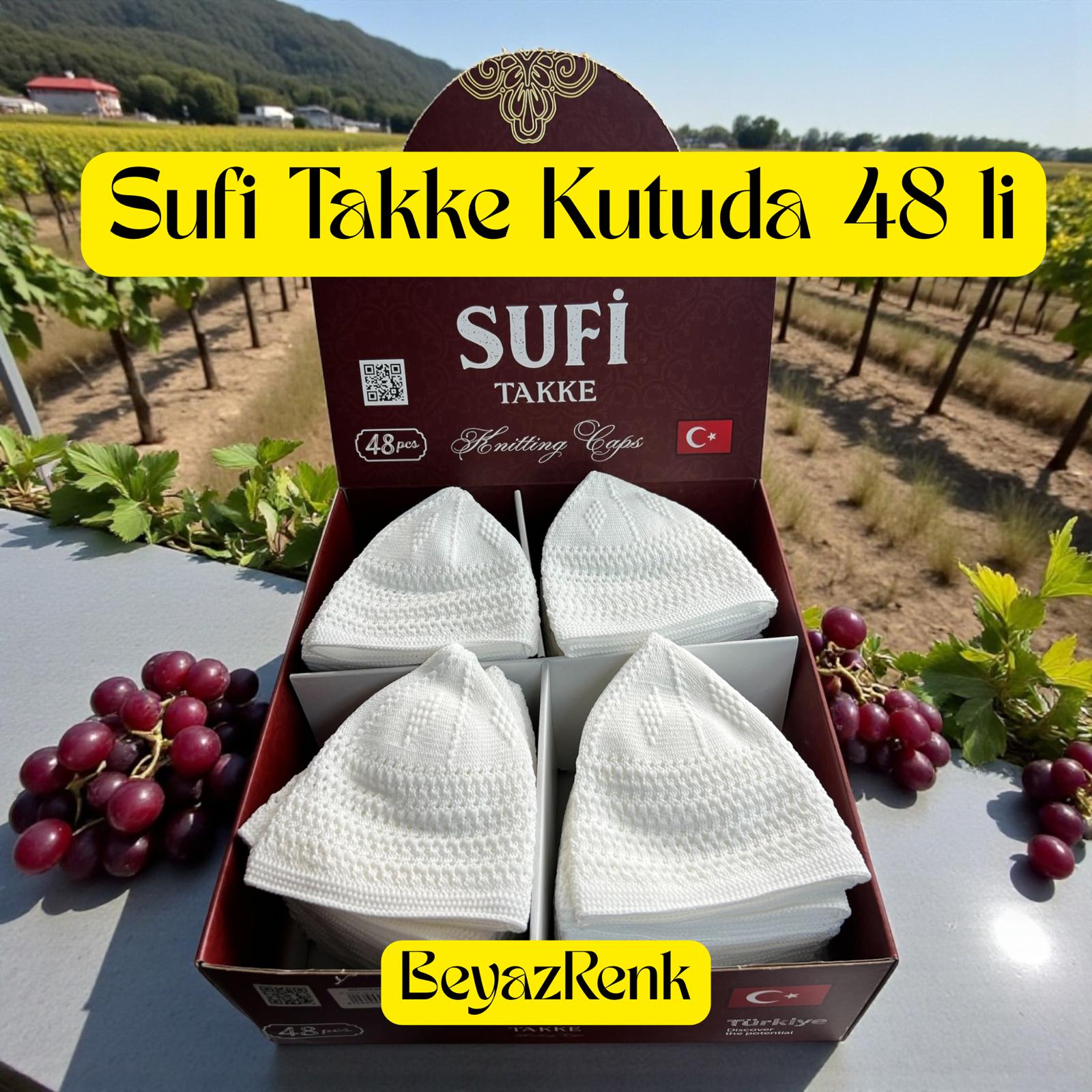 İR TAKKE BEYAZ SUFİ KUTUDA 48 Lİ 