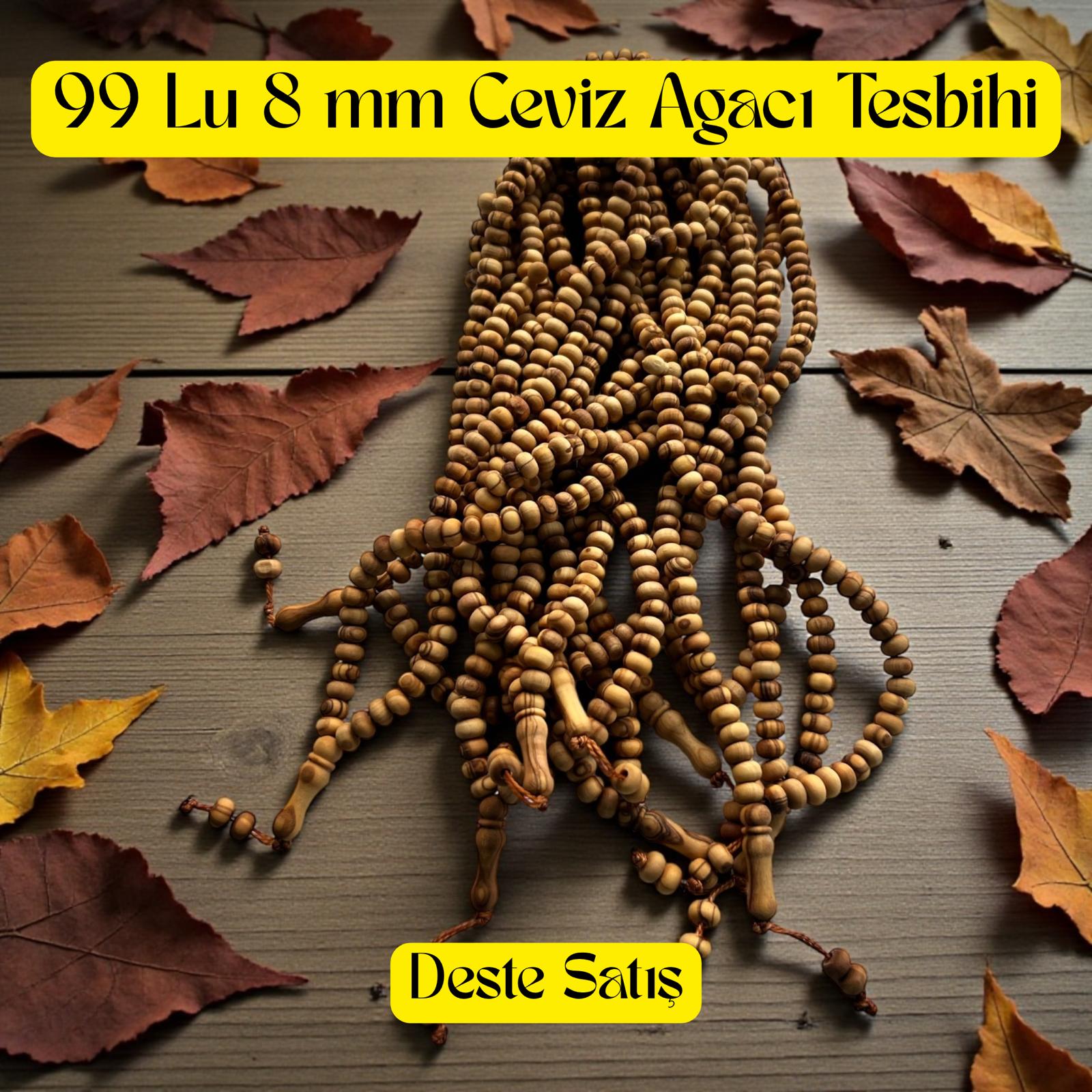 İR TESBİH 99 8 MM CEVİZ AĞACI (DESTE) 