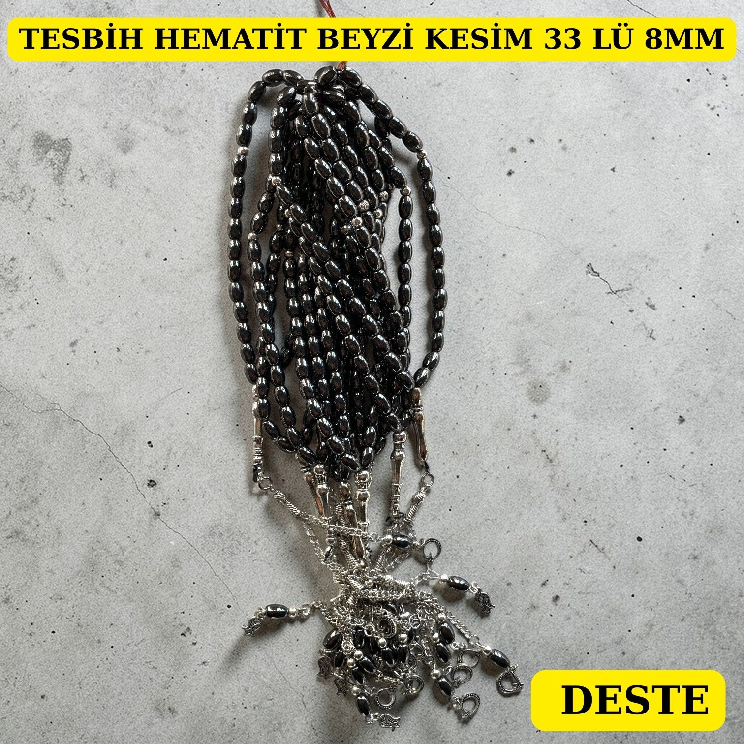 DRG TESBİH HEMATİT BEYZİ KESİM 33 LÜ 8MM DESTE