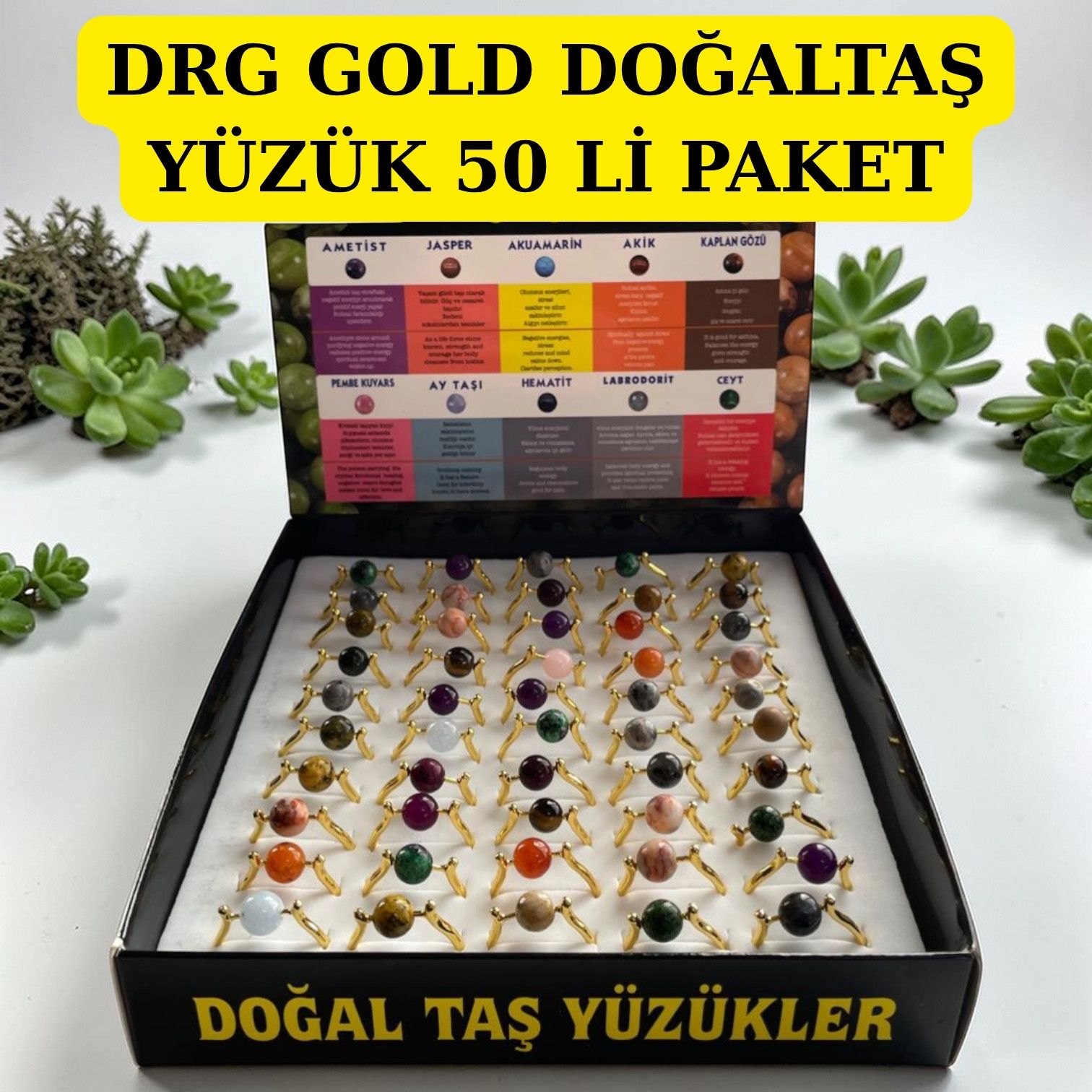 DRG GOLD DOĞALTAŞ YÜZÜK 50 Lİ PAKET