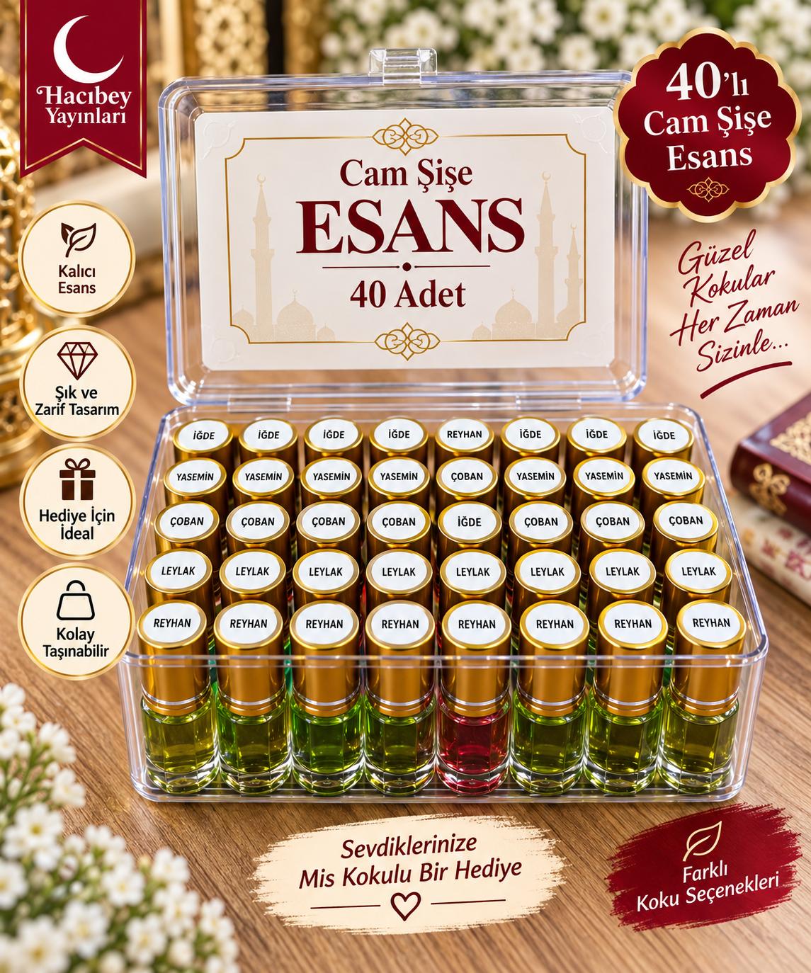 BRZ RABİA 40 LI ESANS CAM ŞİŞE 
