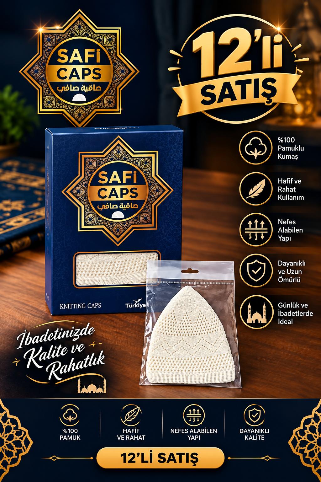BRZ SAFİ TAKKE KIRIK BEYAZ 12 Lİ