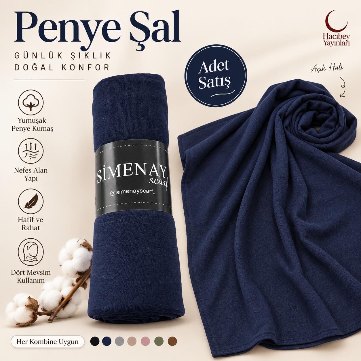 BRZ HAZIR PENYE ŞAL LACİVERT ADET SATIŞ