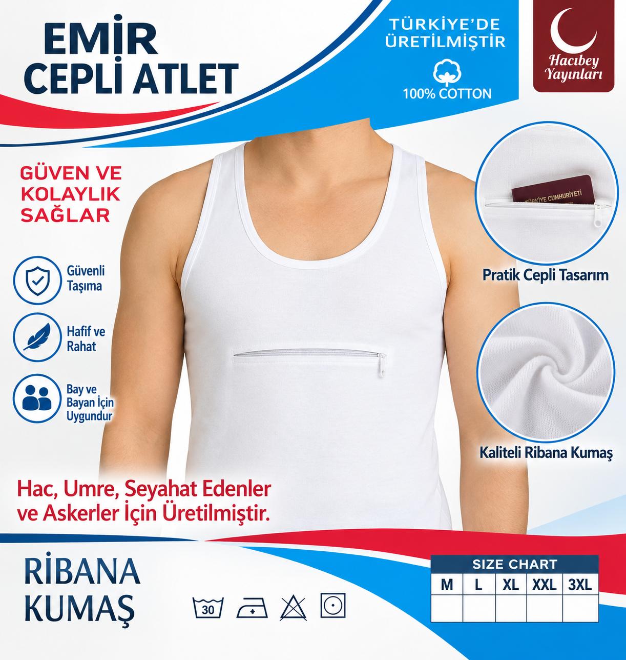 BRZ EMİR CEPLİ ATLET RİBANA KUMAŞ %100 KOTON 3XL BEDEN BAY-BAYAN ADET SATIŞ 