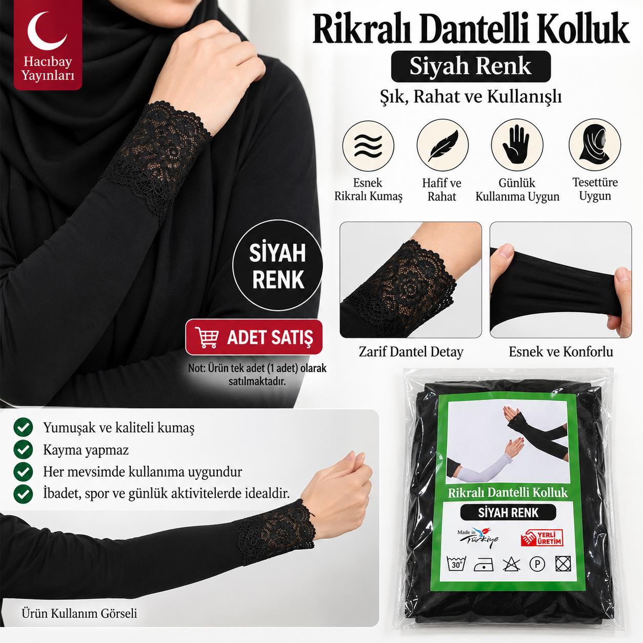 BRZ RİKRALI DANTELLİ GÜPÜRLÜ KOLLUK SİYAH ADET SATIŞ