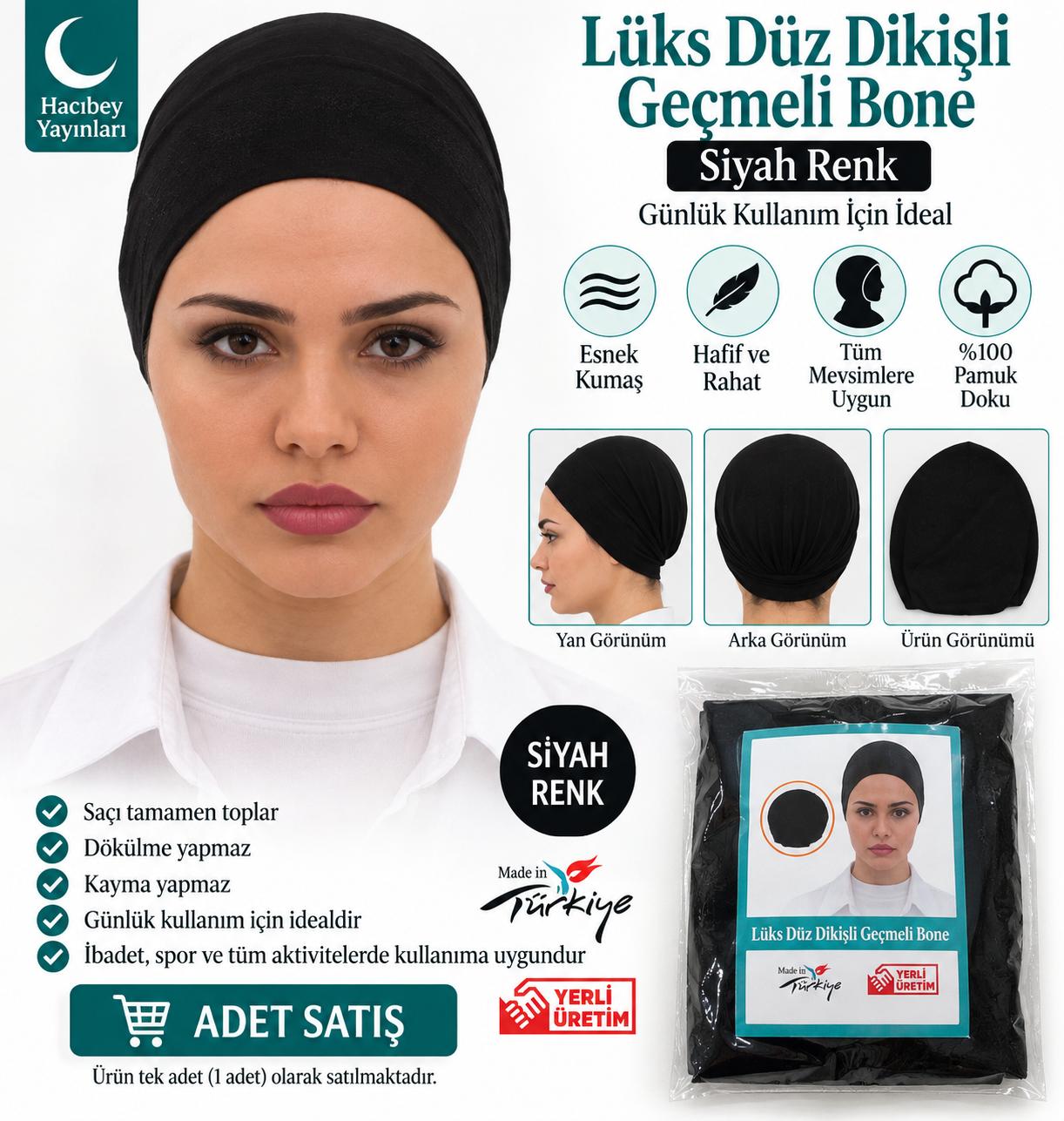 BRZ DÜZ DİKİŞLİ GEÇMELİ BONE SİYAH ADET SATIŞ
