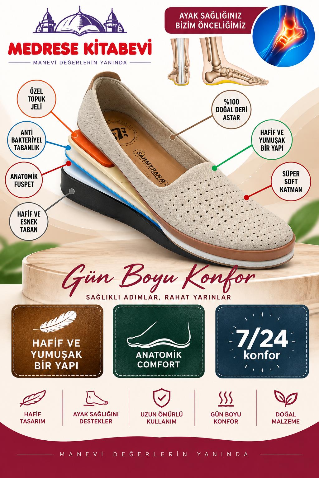 ŞHMRN BAYAN UMRE AYAKKABISI KREM 42 NUMARA ANATOMİK COMFORT