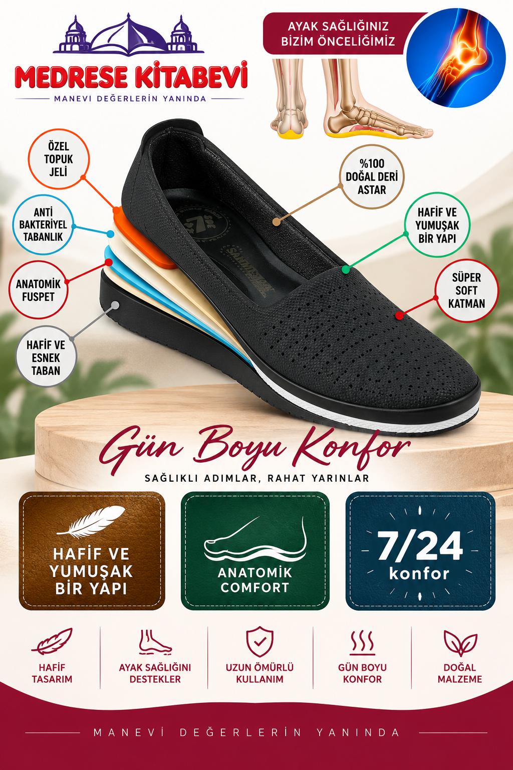 ŞHMRN BAYAN UMRE AYAKKABISI SİYAH 41 NUMARA ANATOMİK COMFORT