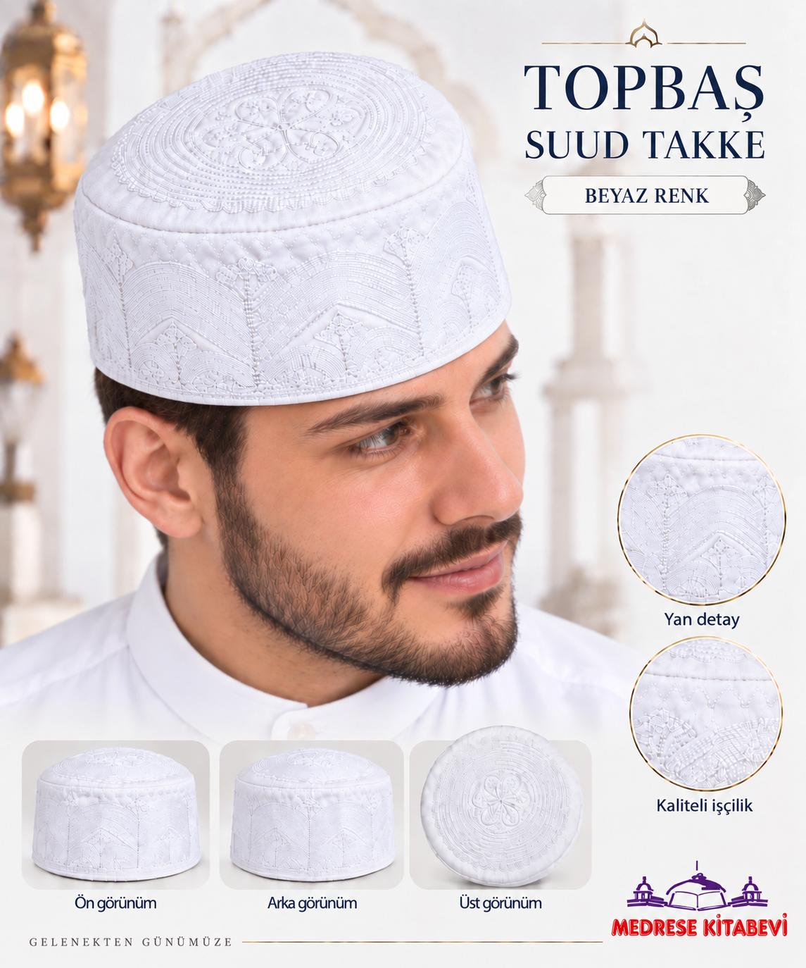 ŞM TOPBAŞ SUUD TAKKE BEYAZ 58  NUMARA 9 CM (ADET SATIŞ)