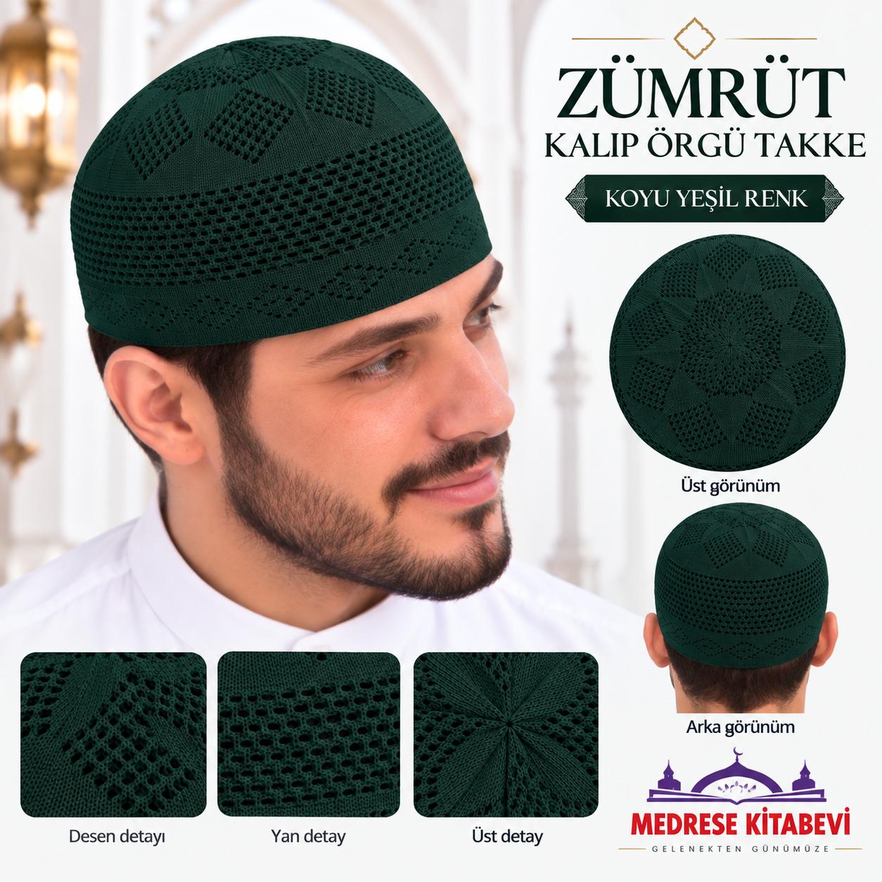 ŞM ZÜMRÜT KALIP ÖRGÜ TAKKE KOYU YEŞİL 55  NUMARA (ADET SATIŞ)