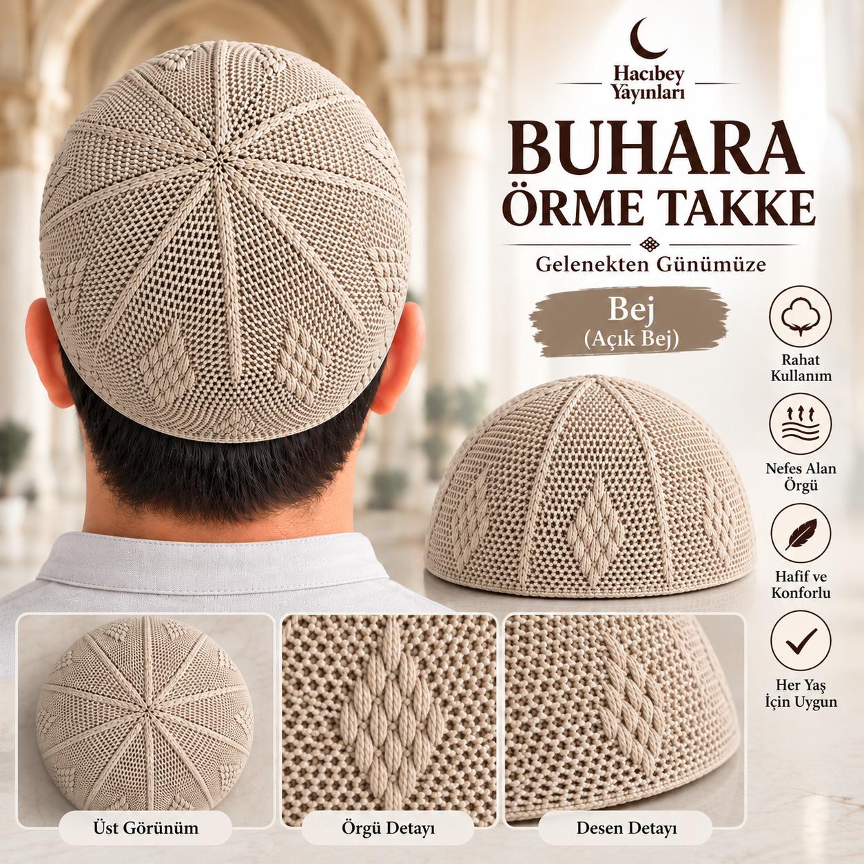 ŞM BUHARA ÖRME TAKKE BEJ (ADET SATIŞ)