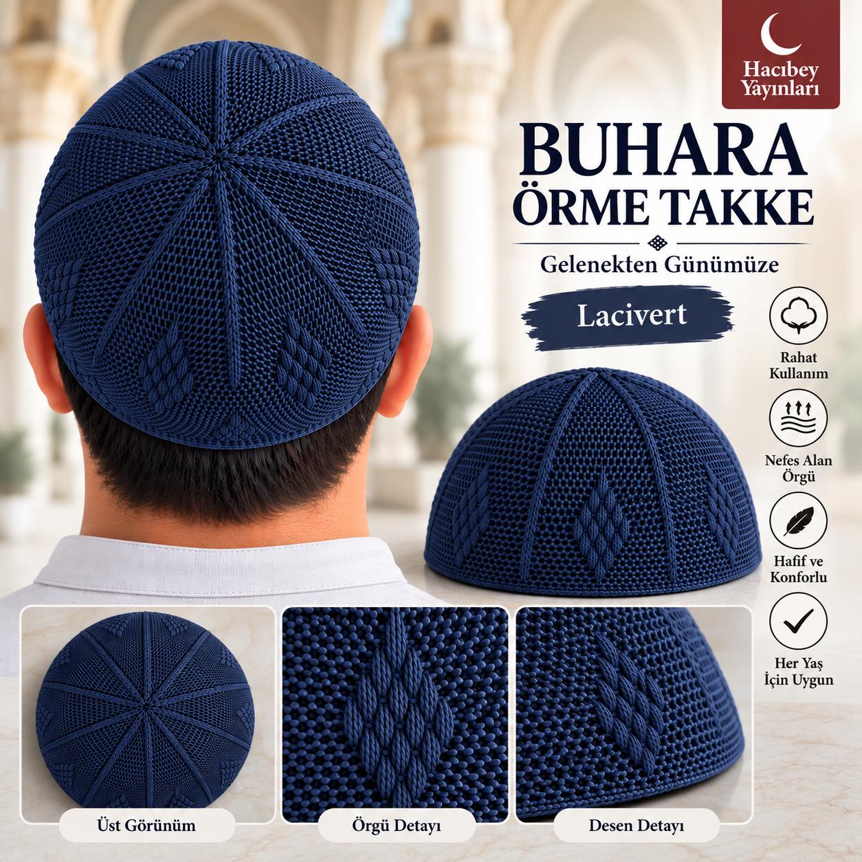 ŞM BUHARA ÖRME TAKKE LACİVERT (ADET SATIŞ)