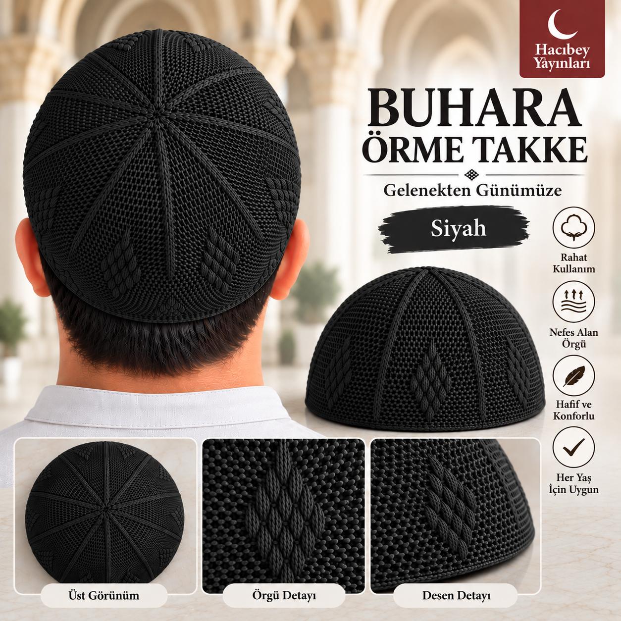 ŞM BUHARA ÖRME TAKKE SİYAH (ADET SATIŞ)