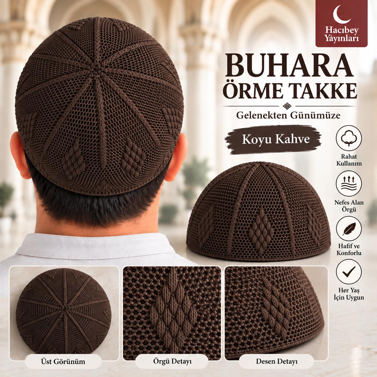 ŞM BUHARA ÖRME TAKKE KOYU KAHVE (ADET SATIŞ)