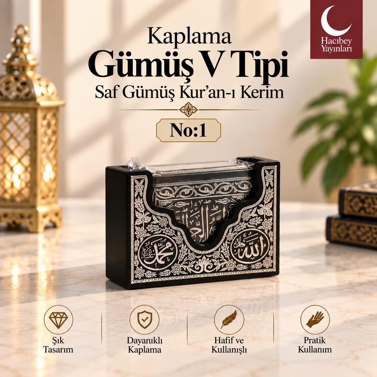 ÖRN KAPLAMA GÜMÜŞ V TİPİ SAF GÜMÜŞ KUR'AN-I KERİM NO:1