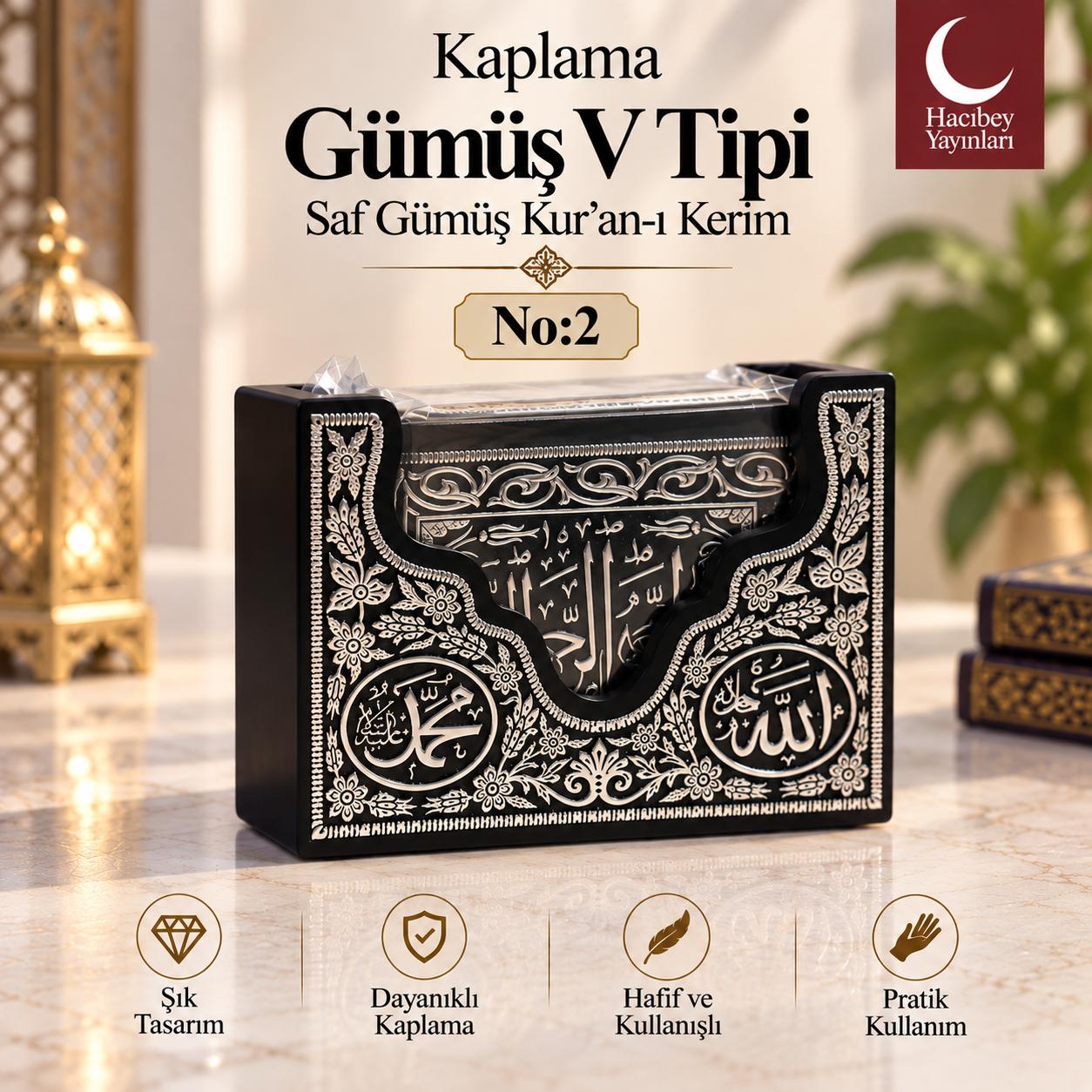 ÖRN KAPLAMA GÜMÜŞ V TİPİ SAF GÜMÜŞ KUR'AN-I KERİM NO:2