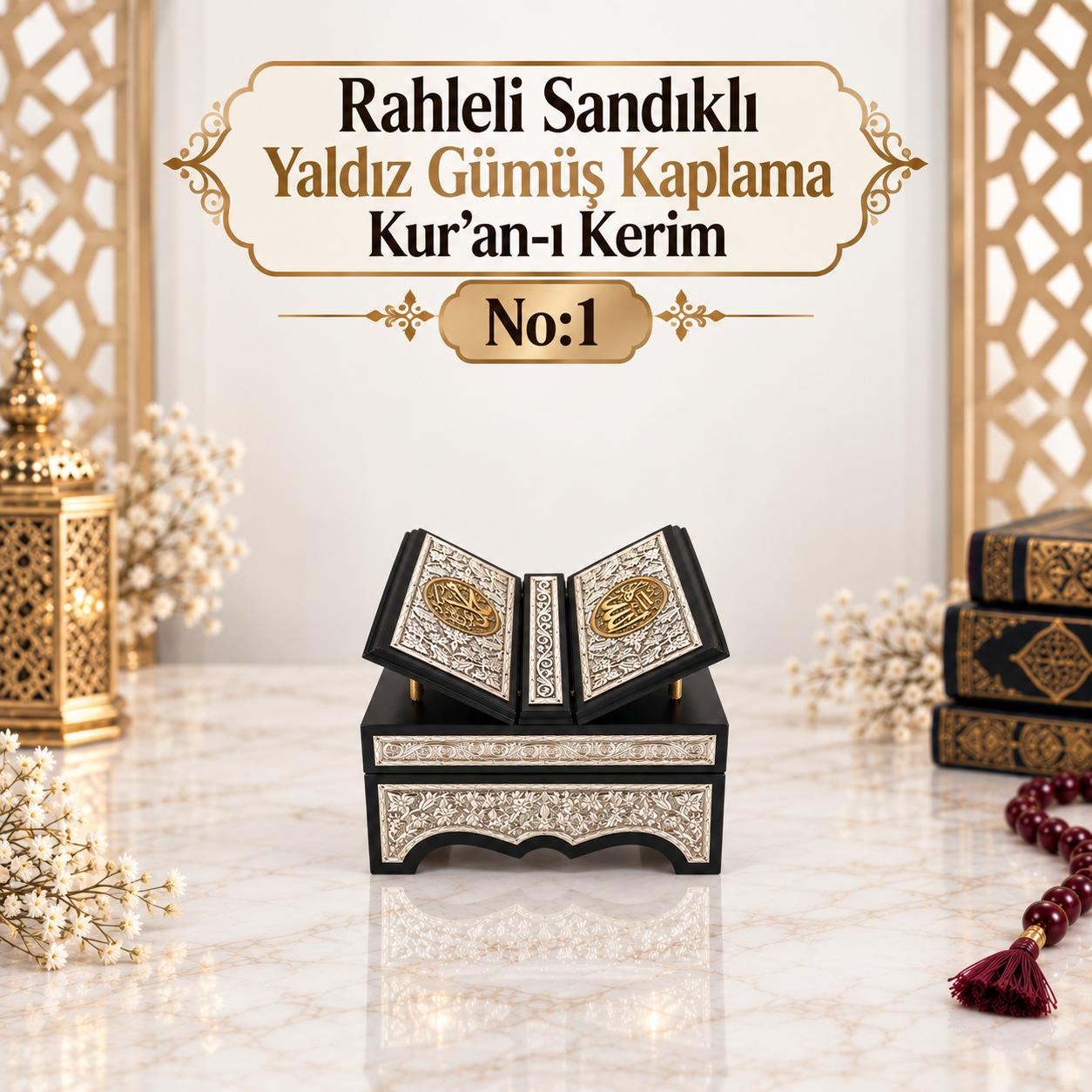 ÖRN RAHLELİ SANDIKLI YALDIZ GÜMÜŞ KAPLAMA KUR'AN-I KERİM NO:1