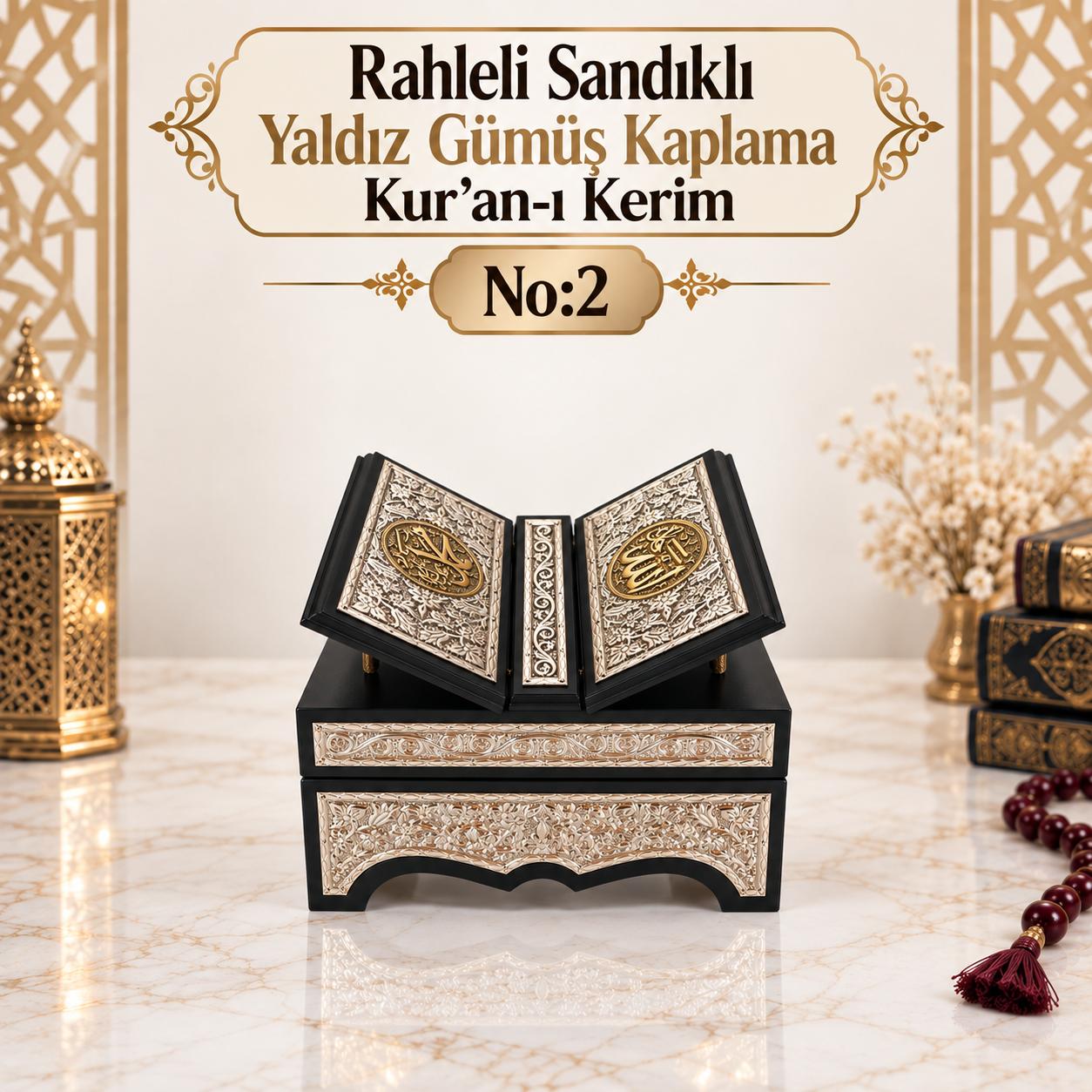 ÖRN RAHLELİ SANDIKLI YALDIZ GÜMÜŞ KAPLAMA KUR'AN-I KERİM NO:2