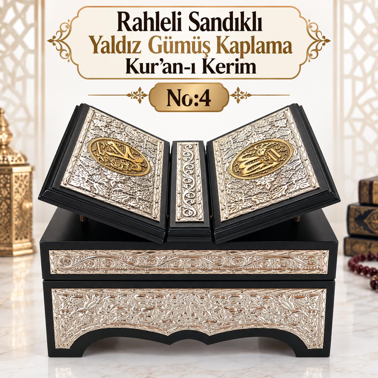 ÖRN RAHLELİ SANDIKLI YALDIZ GÜMÜŞ KAPLAMA KUR'AN-I KERİM NO:4