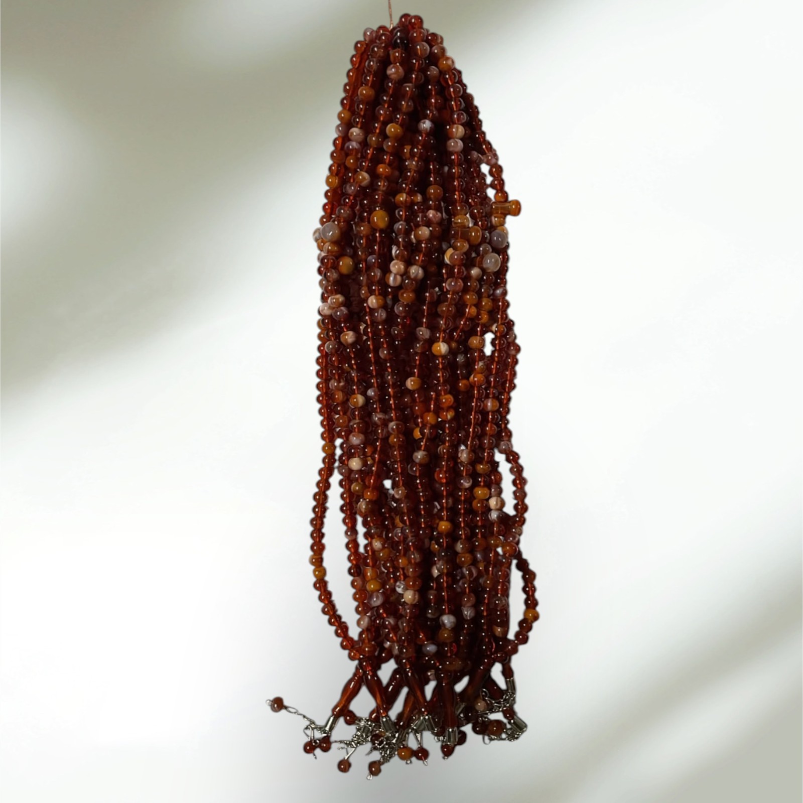 DR TESBİH ZİNCİRLİ 8 MM 99'LU KIRÇILLI BEYAZ-KAHVERENGİ (DESTE SATIŞ)