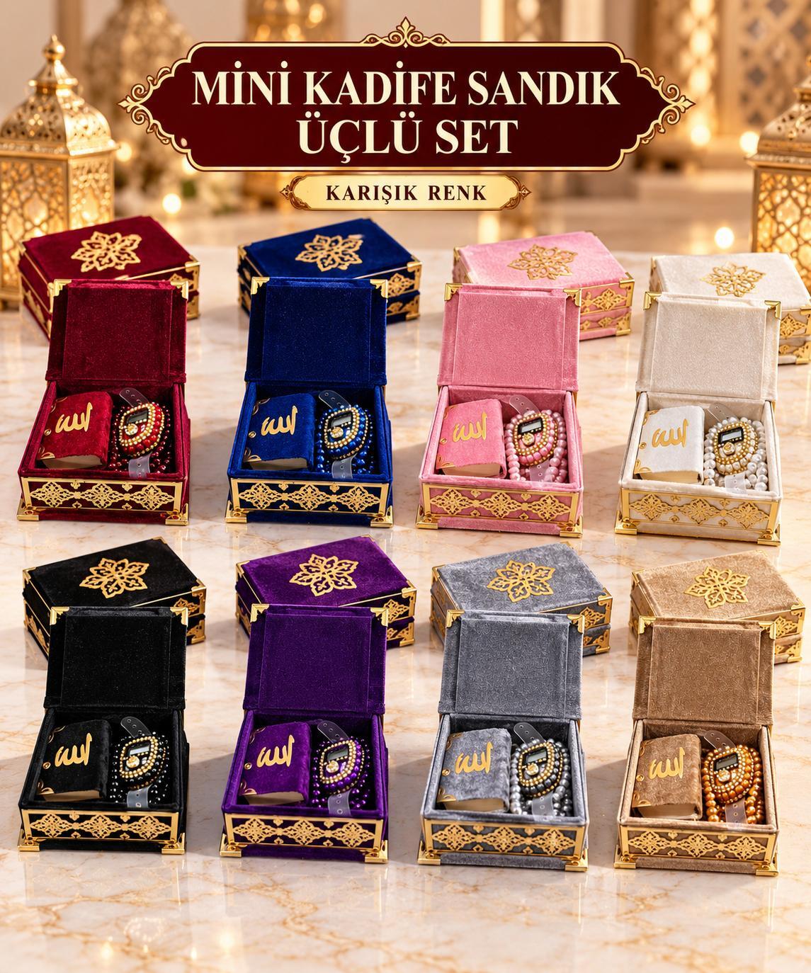 DLK MİNİ KADİFE SANDIK ÜÇLÜ SET