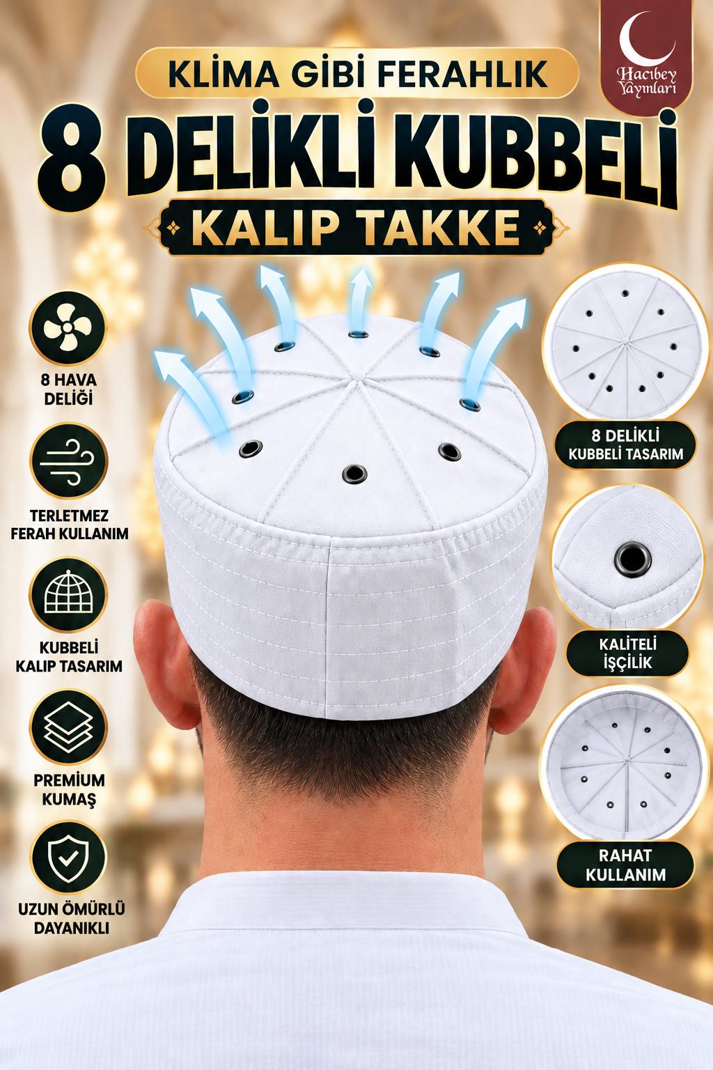 AD KUBBELİ 8 DELİKLİ KALIP TAKKE 60 NUMARA BEYAZ RENK ADET SATIŞ