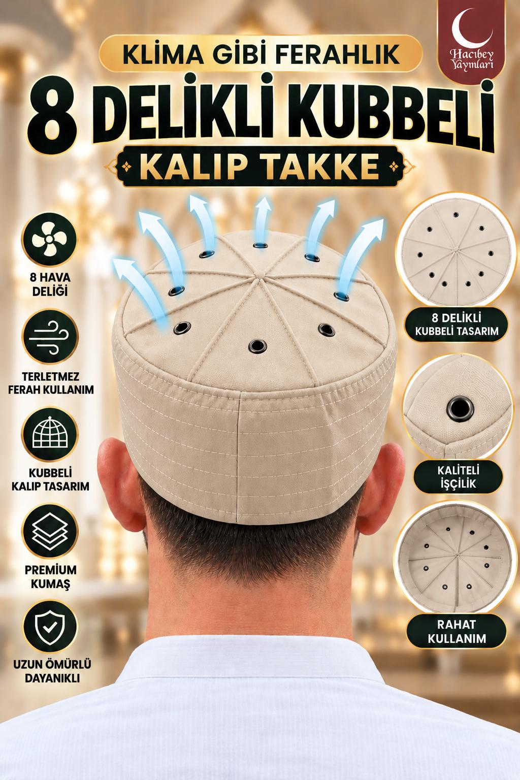 AD KUBBELİ 8 DELİKLİ KALIP TAKKE 57 NUMARA BEJ RENK ADET SATIŞ