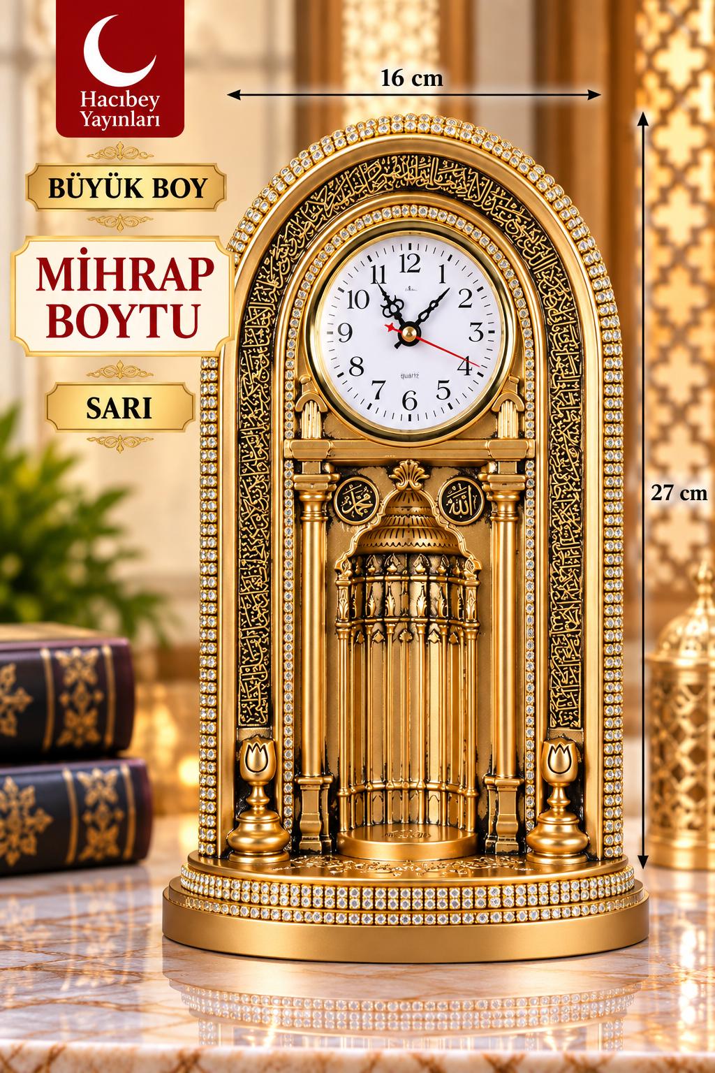 NAKKAŞ NKBY-3314S1 SAATLİ MİHRAP BOYTU BÜYÜK BOY SARI