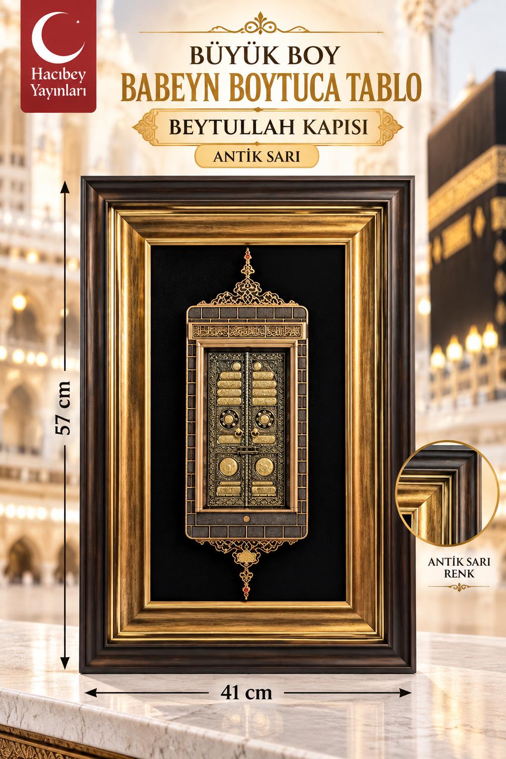 NAKKAŞ NKBC-65B4S2 BABEYN BOYTUCA TABLO BÜYÜK BOY ANTİK SARI 57*41 CM BEYTULLAH KAPISI