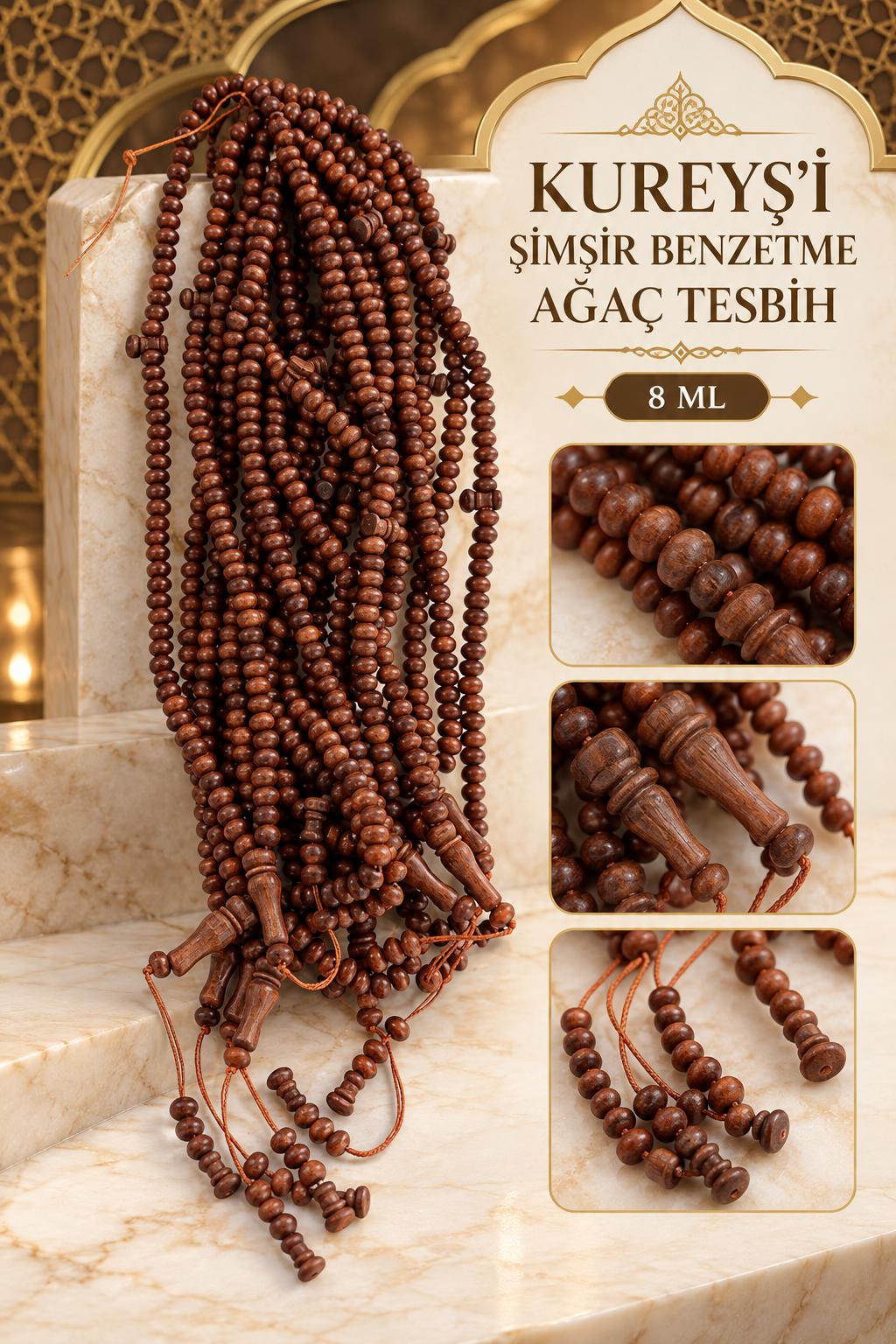 ŞM 99 LU KUREYŞİ ŞİMŞİR BENZETME AĞAÇ TESBİH 8 ML (DESTE SATIŞ)