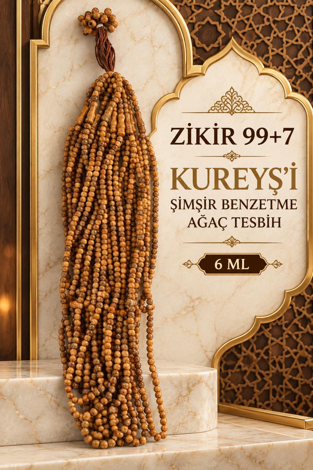 ŞM 99+7 KUREYŞİ ŞİMŞİR BENZETME AĞAÇ TESBİH 6 ML (DÜZİNE SATIŞ)