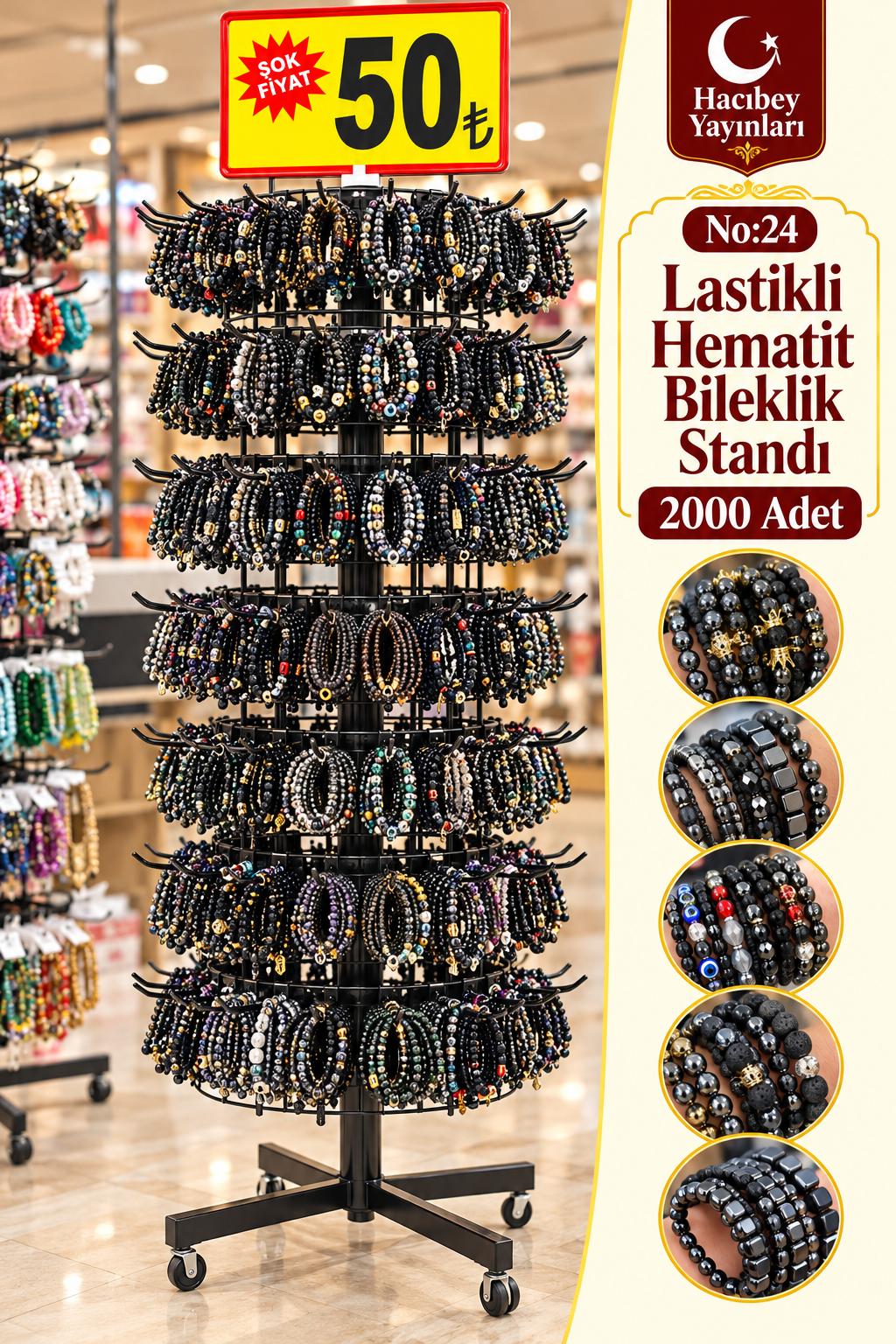 NO:24 LASTİKLİ HEMATİT BİLEKLİK (2000 ADET)