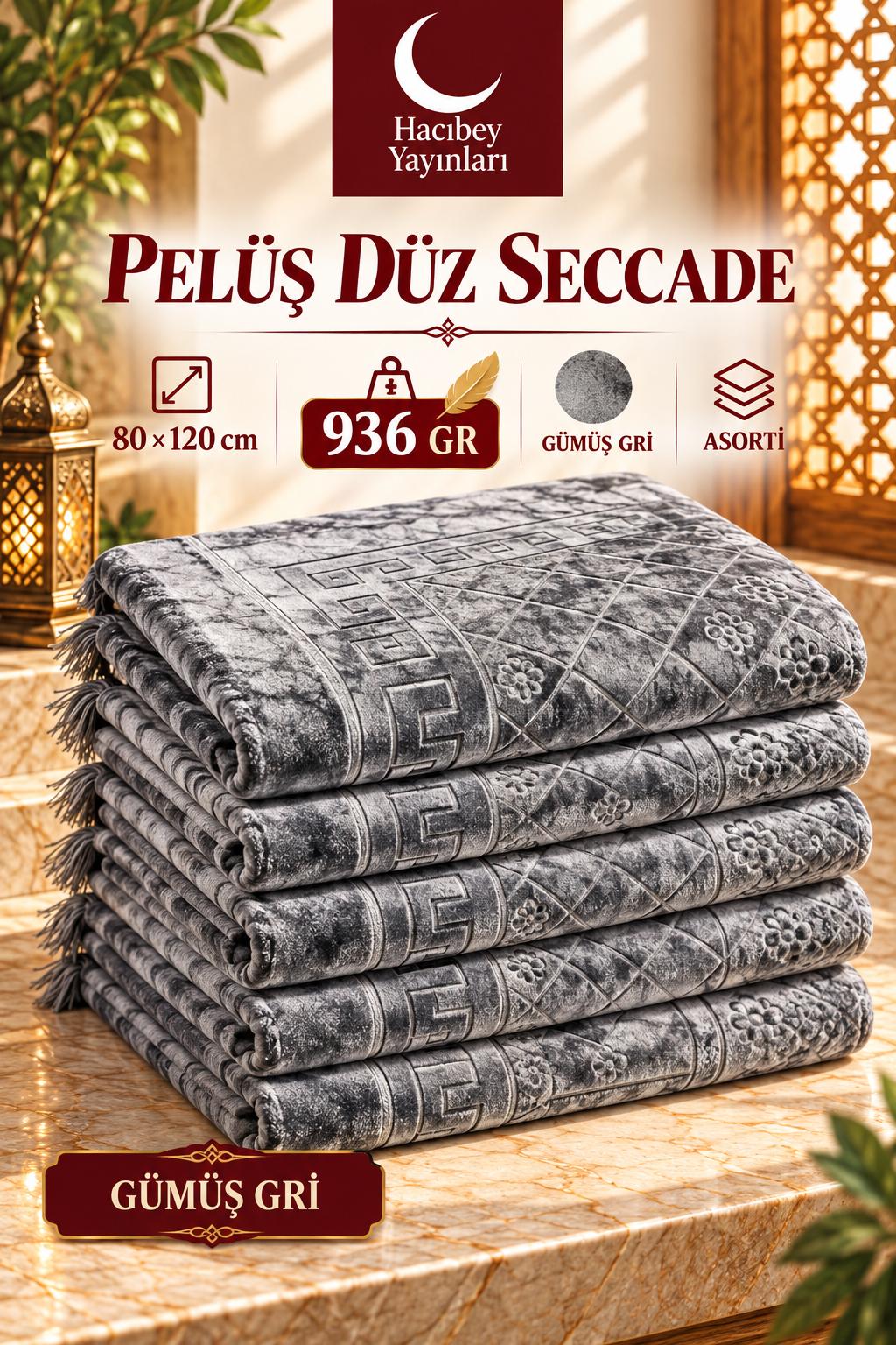 MSK PELÜŞ DÜZ SECCADE GÜMÜŞ GRİ 936 GR 80*120 CM