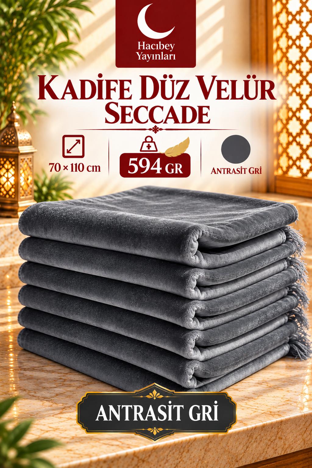 MSK KADİFE  DÜZ VELÜR SECCADE 70X110 594 GR ANTRASİT GRİ