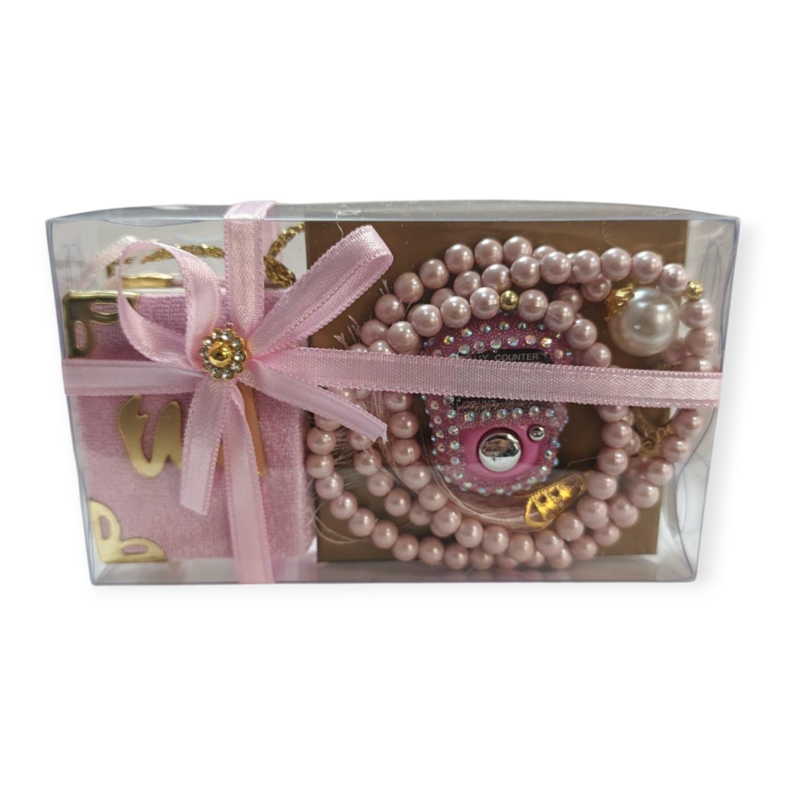 DLK MİNİ KURAN EKONOMİK HEDİYELİK SET PAKETTE 4'LÜ PEMBE (MİNİ KURAN,ZİKİRMATİK,İNCİ TESBİH)