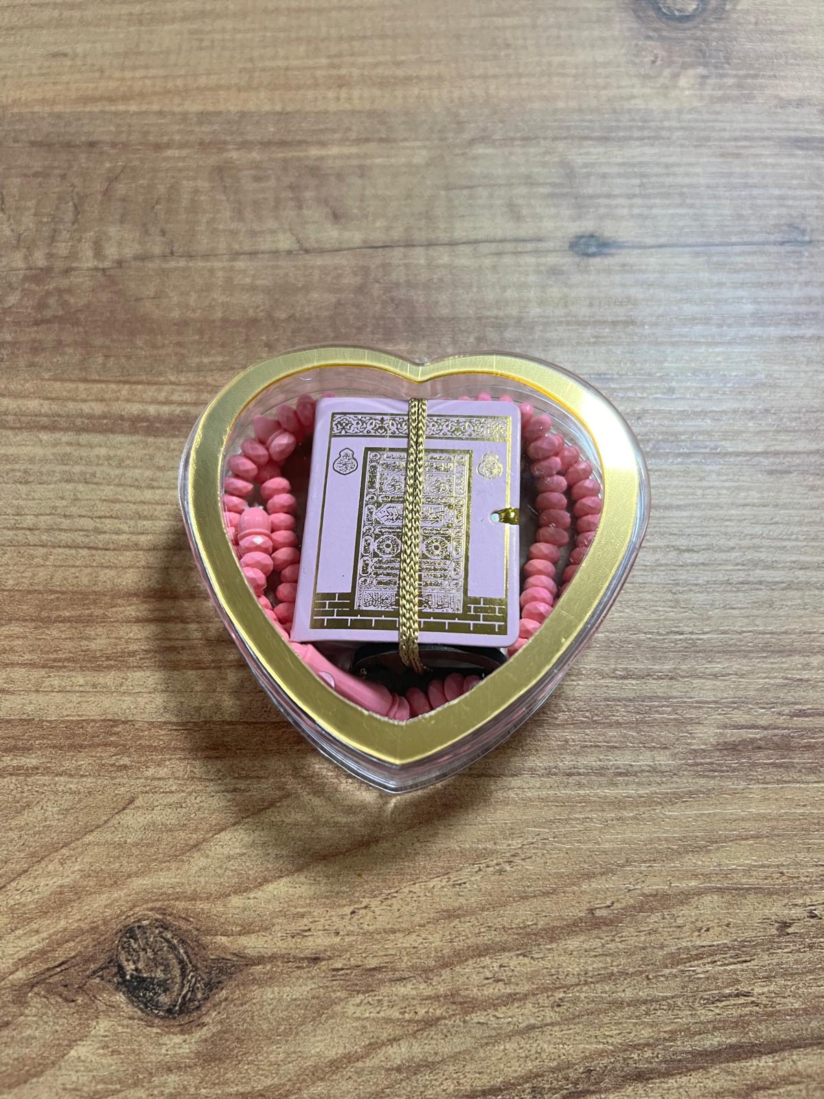 KALP PLEKSİ MİKA KUTU TESBİHLİ MİNİ KUR'AN PEMBE