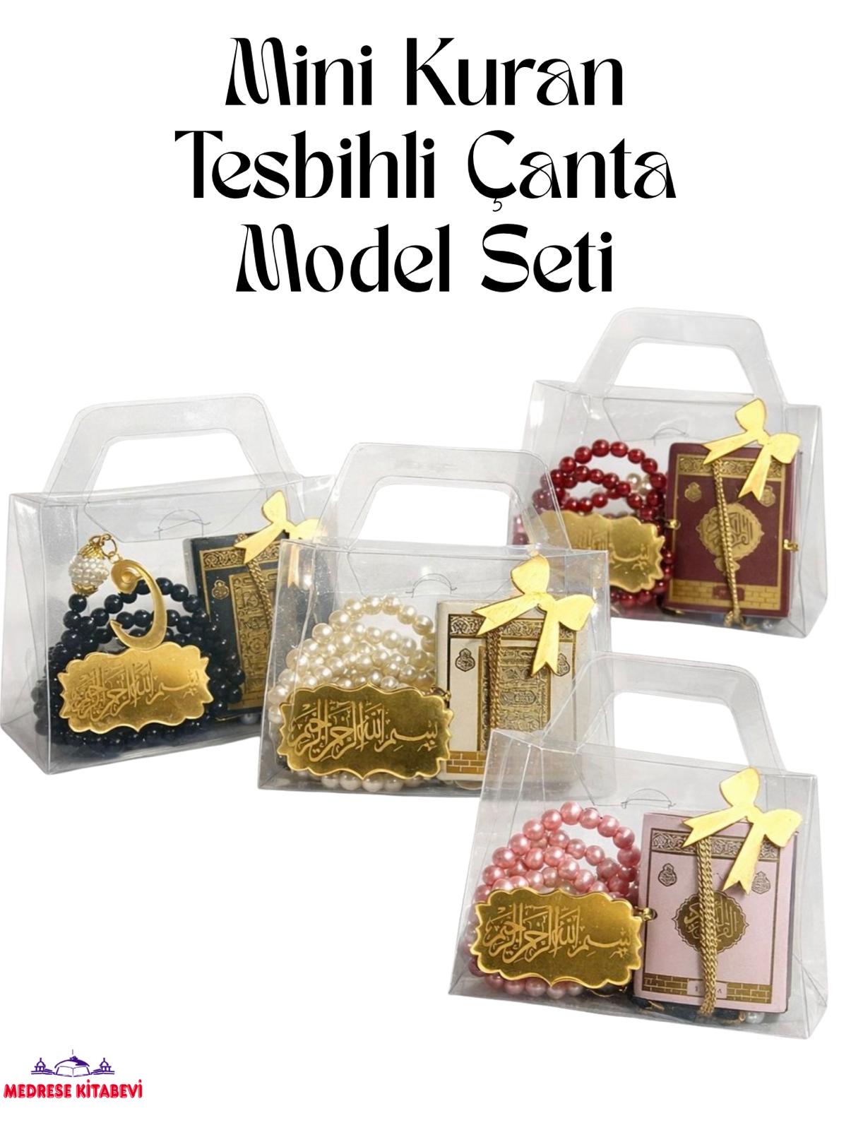 SHR ASETATLI MİNİ KURAN VE TESBİH SETİ (ADET SATIŞ) KARIŞIK RENK GİDECEK