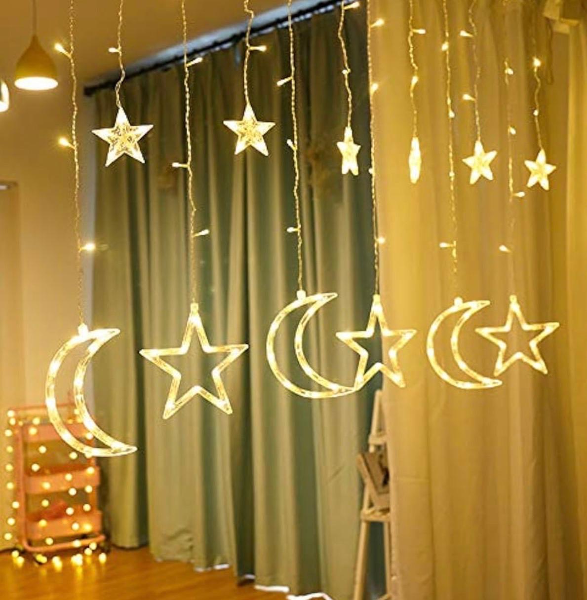 MY SAÇAKLI AY YILDIZ PERDE GÜN IŞIĞI (3 METRE UZUNLUK 3 METRE GENİŞLİK)