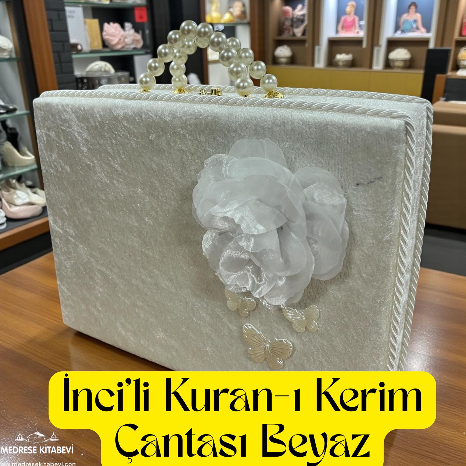 HVR İNCİLİ ÇEYİZ ÇANTASI BEYAZ