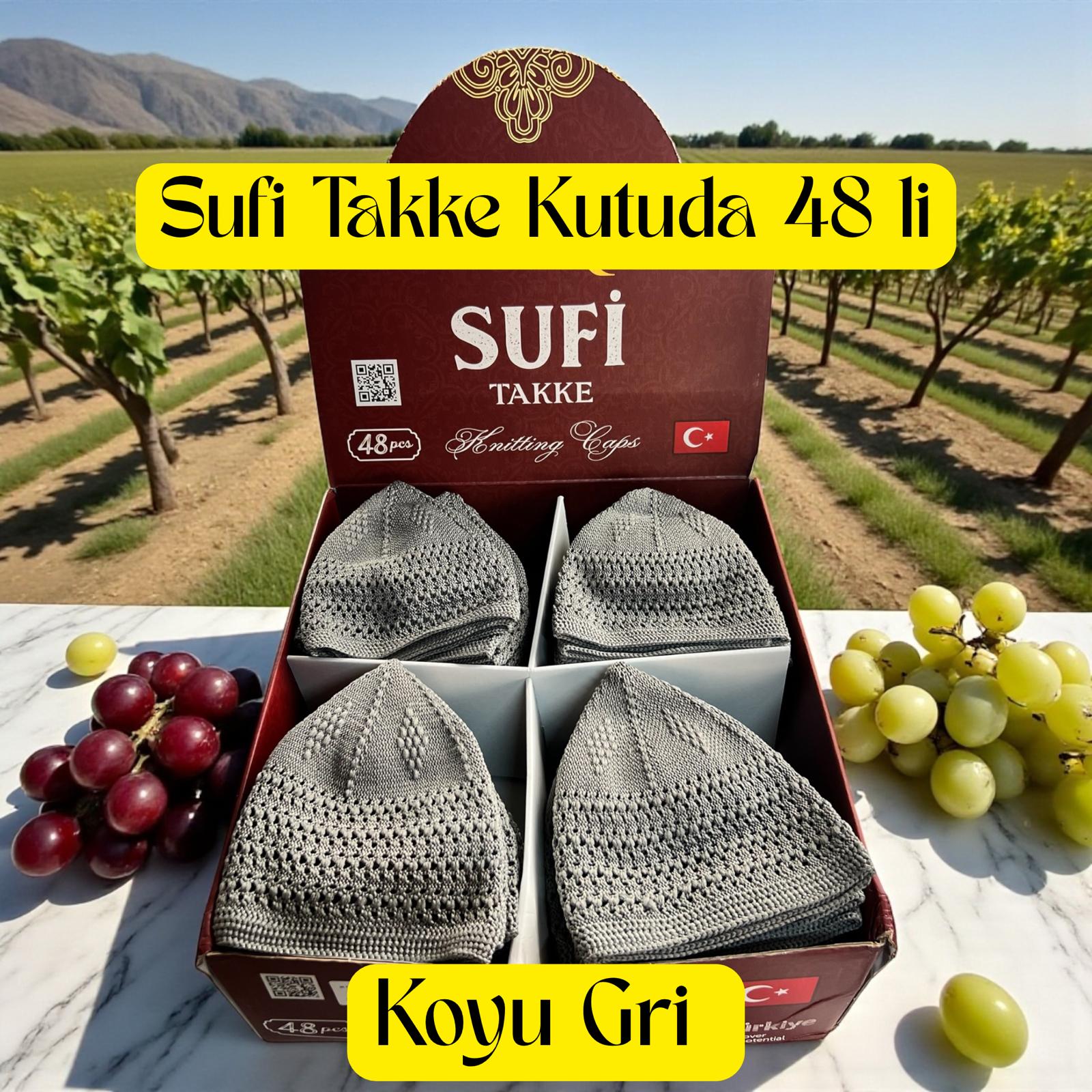İR TAKKE KOYU GRİ SUFİ KUTUDA 48 Lİ 
