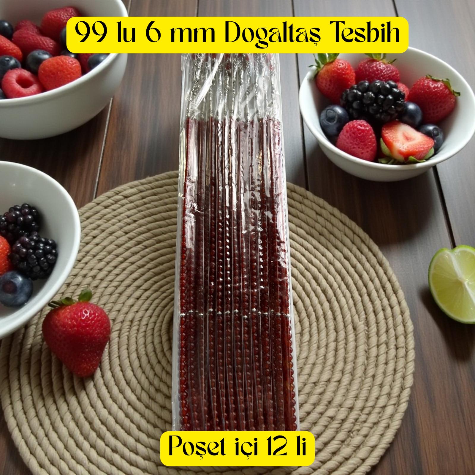 İR TESBİH 99 6 MM DOĞALTAŞ POŞET İÇİ 12 Lİ 