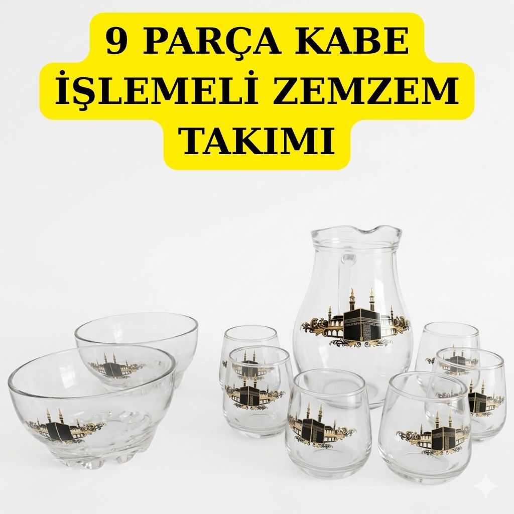 9 PARÇA KABE İŞLEMELİ ZEMZEM TAKIMI
